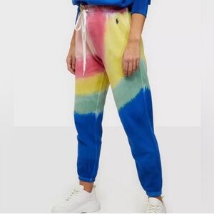 Polo Ralph Lauren Rainbow Tie Dye French Terry Joggers Sweatpants XS